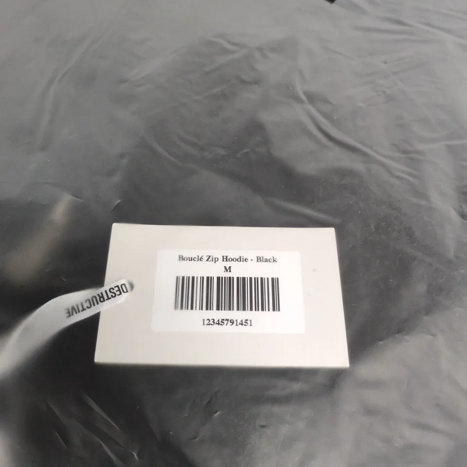 DESTRUCTIVE BOUCLE ZIP HOODIE BLACK MEDIUM 