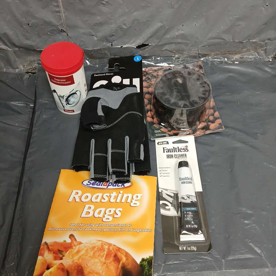 BOX OF APPROXIMATELY 20 HOUSEHOLD ITEMS TO INCLUDE - MIELE DESCALER - ROASTING BAGS - BAIT CRUSHER