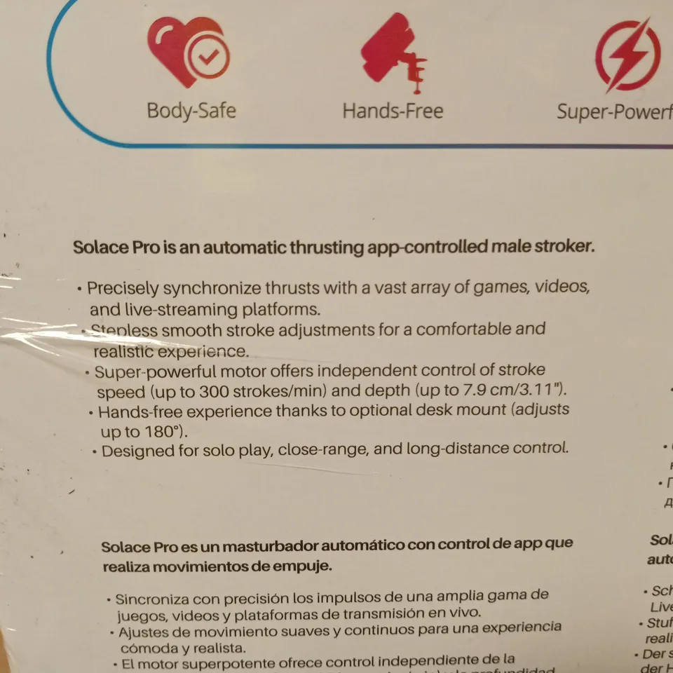 SEALED LOVENSE SOLACE PRO APP CONTROLLED AUTOMATIC MALE STROKER