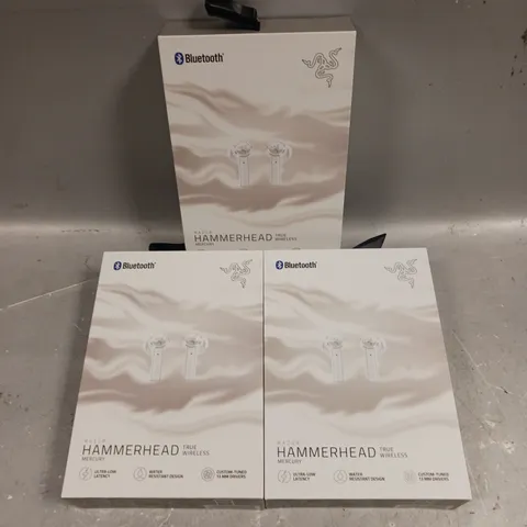 SET OF APPROXIMATELY 3 RAZER HAMMERHEAD TRUE WIRELESS EARBUDS - WHITE