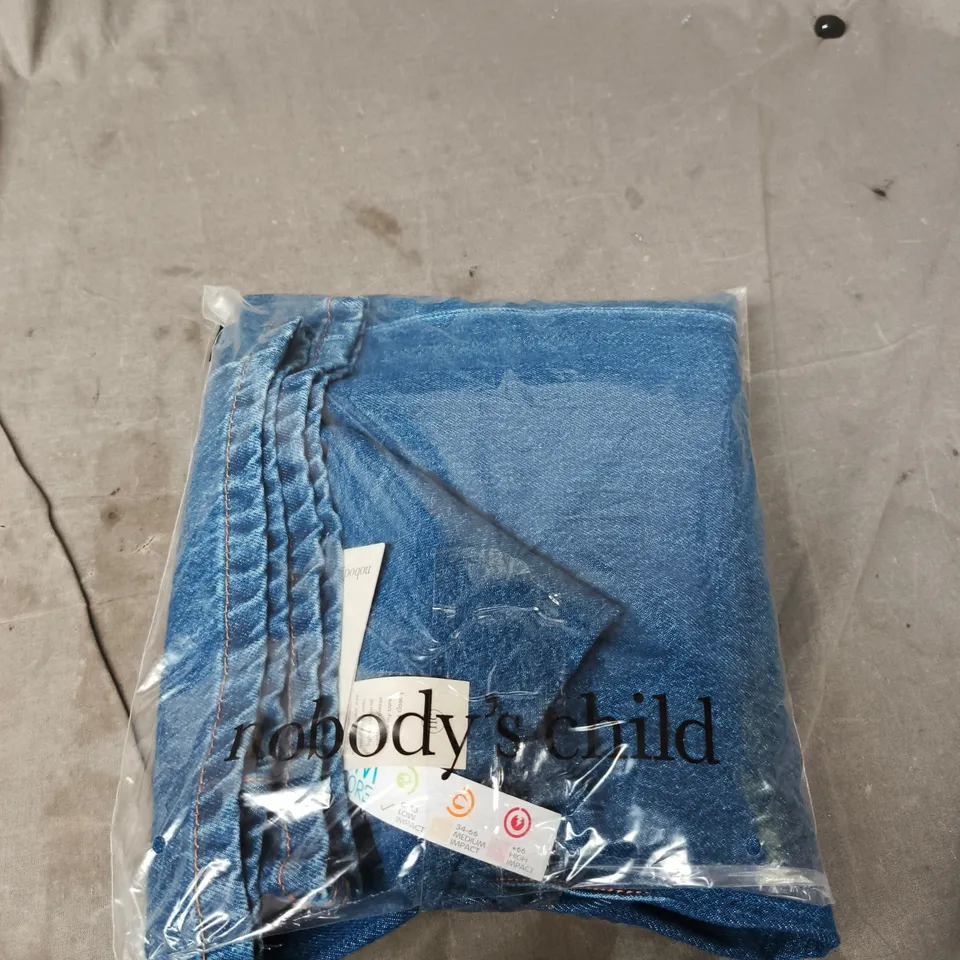 NOBODY'S CHILD CLASSIC WIDE-LEG DENIM JEANS SHORT – BLUE, UK 10 