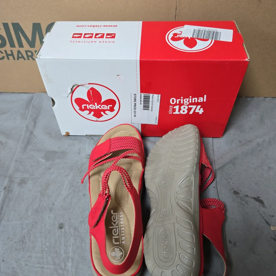 RIEKER RED STRAPPY SANDALS - SIZE EUR38