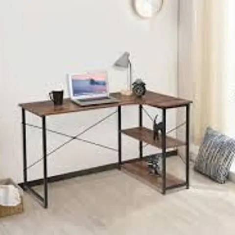 BOXED ESITURO 120CM DESK WITH SHELVES - LIGHT WOOD (1 BOX)