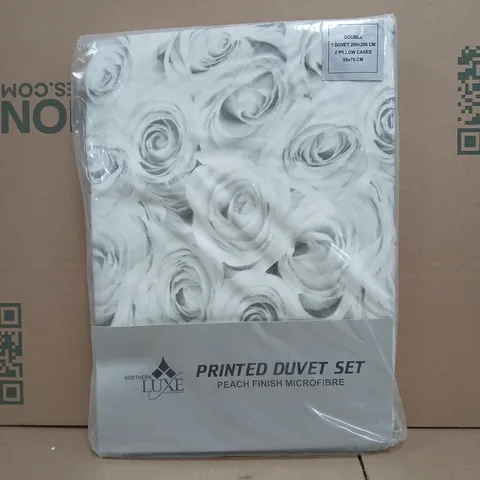 NORTHERN LUXE PRINTED DUVET SET – PEACH FINISH MICROFIBRE, DOUBLE