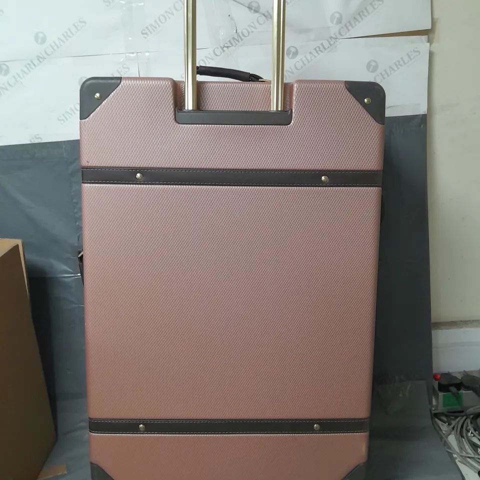 ROCK LUGGAGE VINTAGE LARGE 8-WHEEL SUITCASE - ROSE PINK - COLLECTION ONLY