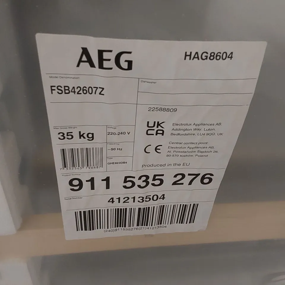 AEG AIR DRY 60CM INTEGRATED 13 PLACE DISHWASHERS MODEL FSB42607Z RRP £484