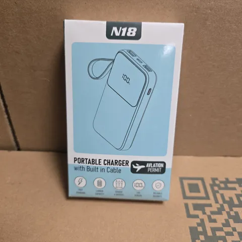 SEALED N18 PORTABLE CHARGER WITH BUILT IN CABLE - 10,000MAH
