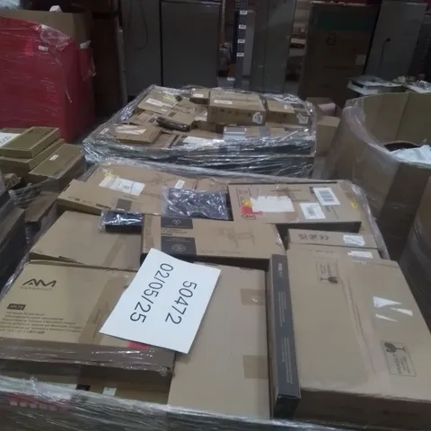 PALLET CONTAINING LARGE QUANTITY OF WALL MOUNTS TO INCLUDE, PHONE WALL MOUNT, MONITOR WALL MOUNT, RETRACTABLE TV WALL MOUNT ETC