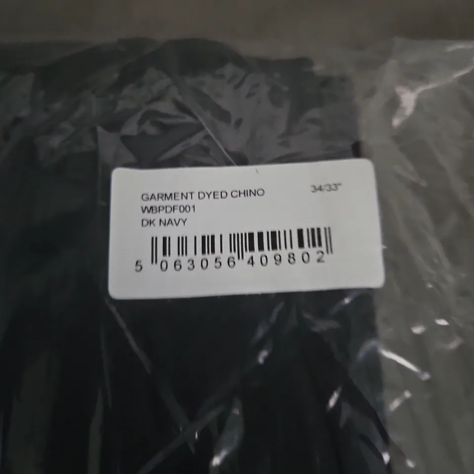 GARMENT DYED CHINO TROUSERS – NAVY, UK 34/33