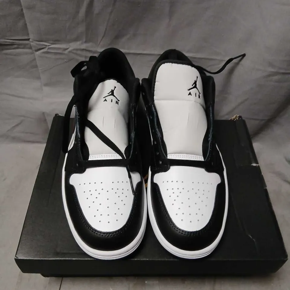 NIKE AIR JORDAN 1 LOW SNEAKERS – BLACK/BAROQUE BROWN-WHITE, US 9.5 (UK 8.5)