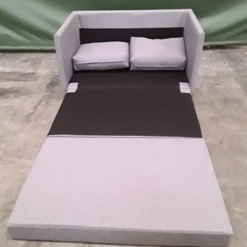 QUALITY DESIGNER SMALL SOFA BED - GREY FABRIC