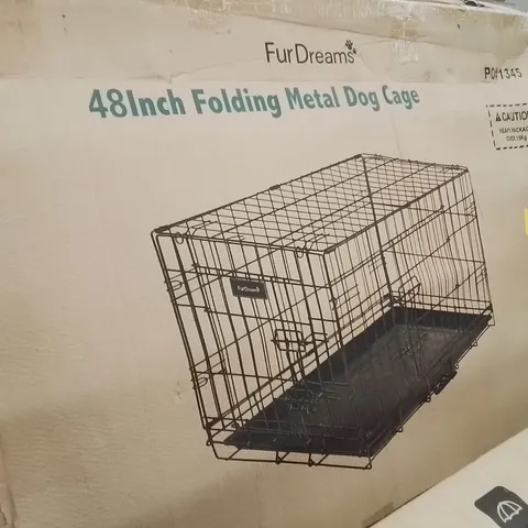 BOXED 48INCH FOLDABLE METAL DOG CAGE