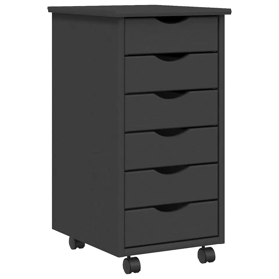 BOXED VIDAXL ROLLING CABINET WITH DRAWERS SOLID WOOD PINE - MOSS GREY (1 BOX)