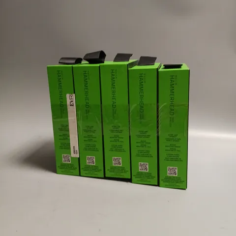LOT OF 5 BOXED RAZER HAMMERHEAD HEADPHONES IN BLACK AND GREEN INCLUDES CHARGING CASE, CABLE AND WRIST STRAP