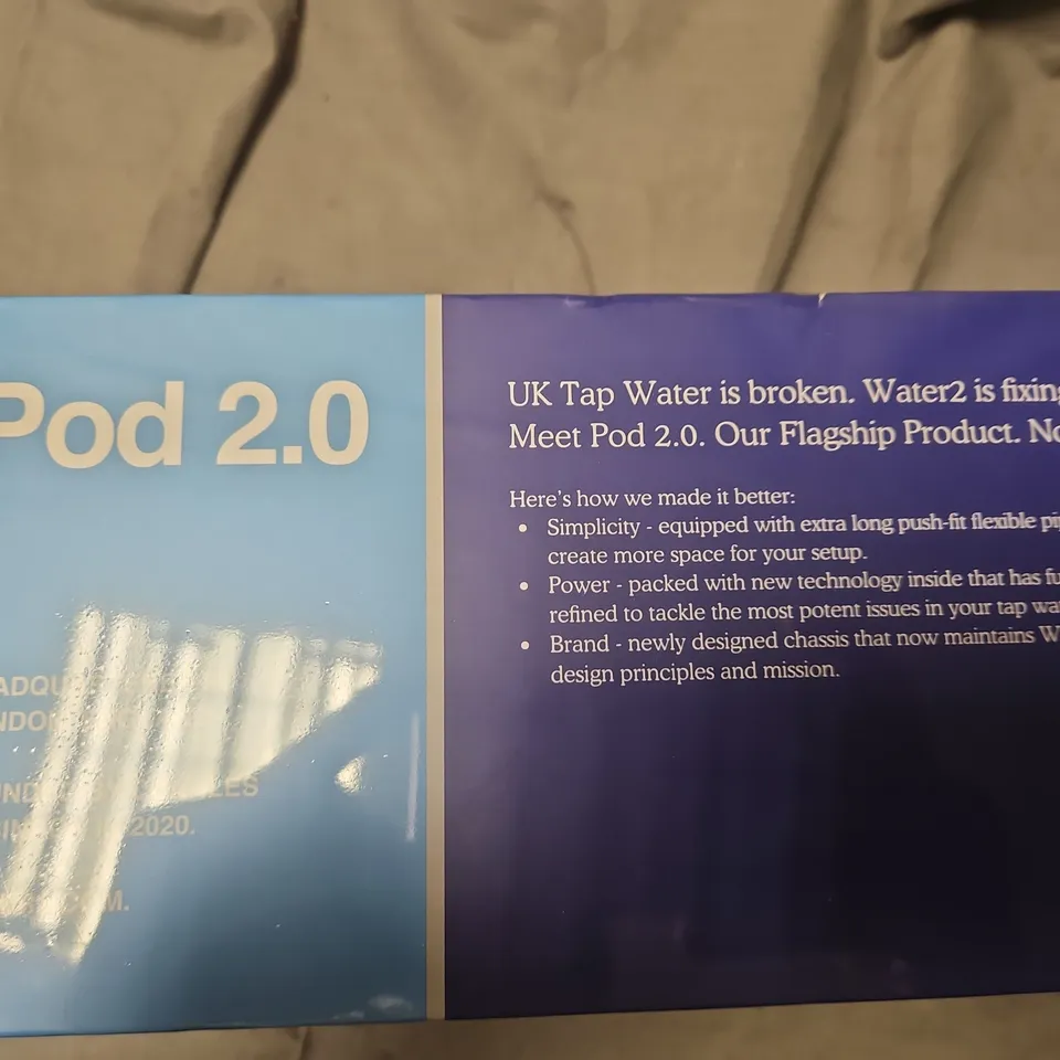 WATER2 POD 2.0 BOXED AND SEALED – TAP WATER FILTRATION SYSTEM