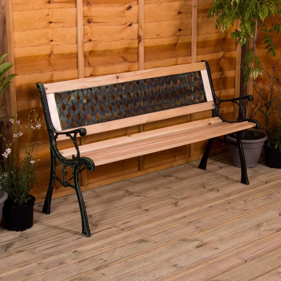 BOXED MINGHELLA CROSS IRON BENCH