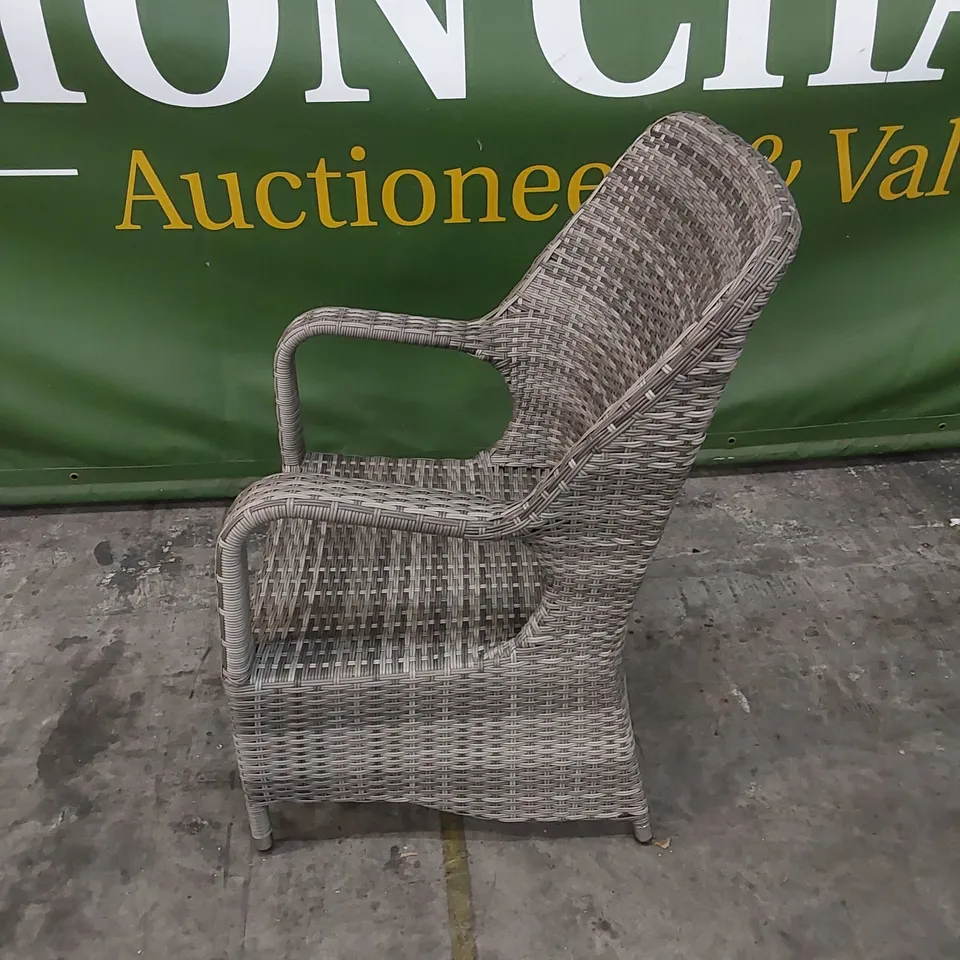 DESIGNER GREY RATTAN GARDEN CHAIR 