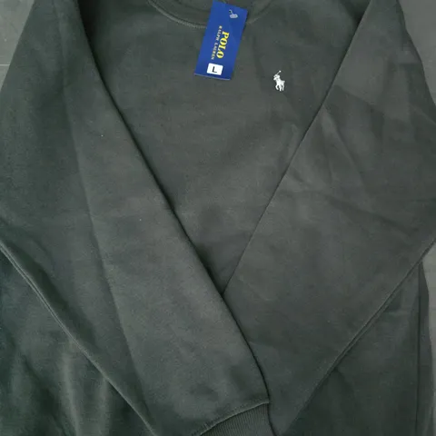 POLO RALPH LAUREN LONG SLEEVE JUMPER IN GREY SIZE LARGE