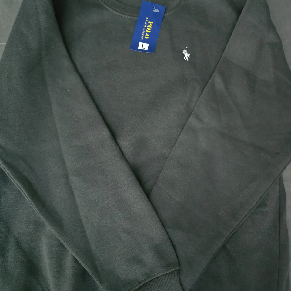 POLO RALPH LAUREN LONG SLEEVE JUMPER IN GREY SIZE LARGE