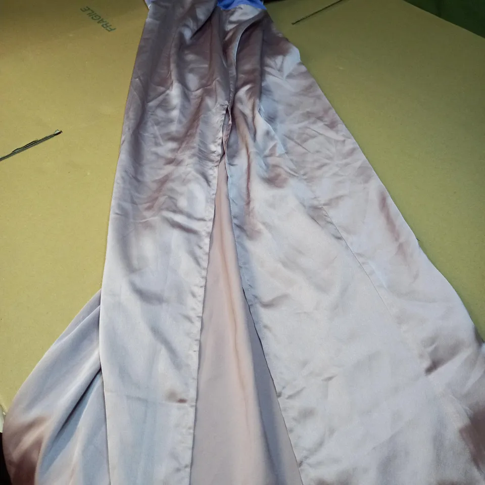 SAINT GENIES DUSTY LILAC HIGH SLIT SATIN MAXI DRESS - SIZE 10