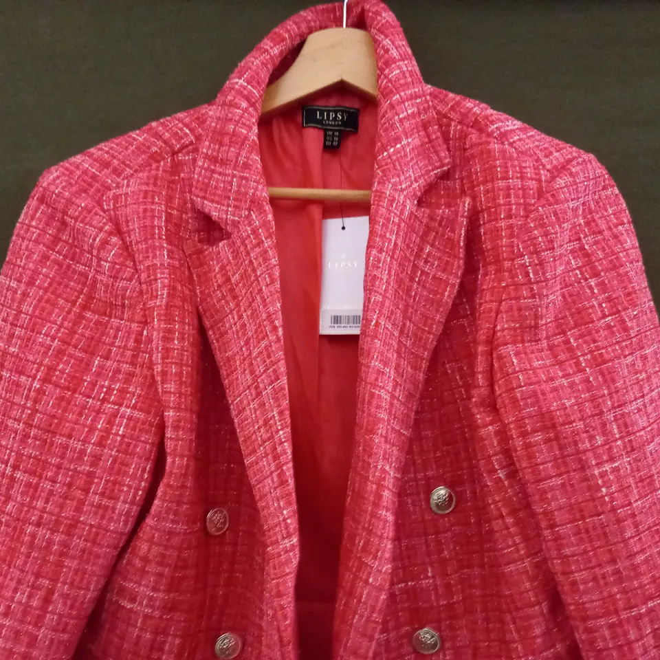 LIPSY LONDON CHECKER BLAZER IN PINK - UK 14