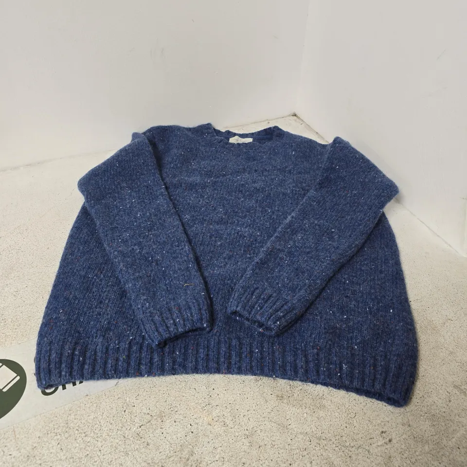 SEASALT CORNWALL MEN'S BLUE KNIT SWEATER – UK L