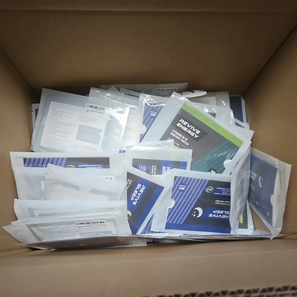 BOX OF APPROXIMATELY 30 REVIVE ENERGY AND SLEEP PATCHES