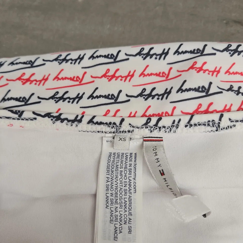 TOMMY HILFIGER WOMEN'S BIKINI BOTTOMS – WHITE WITH TH LOGO PRINT – XS