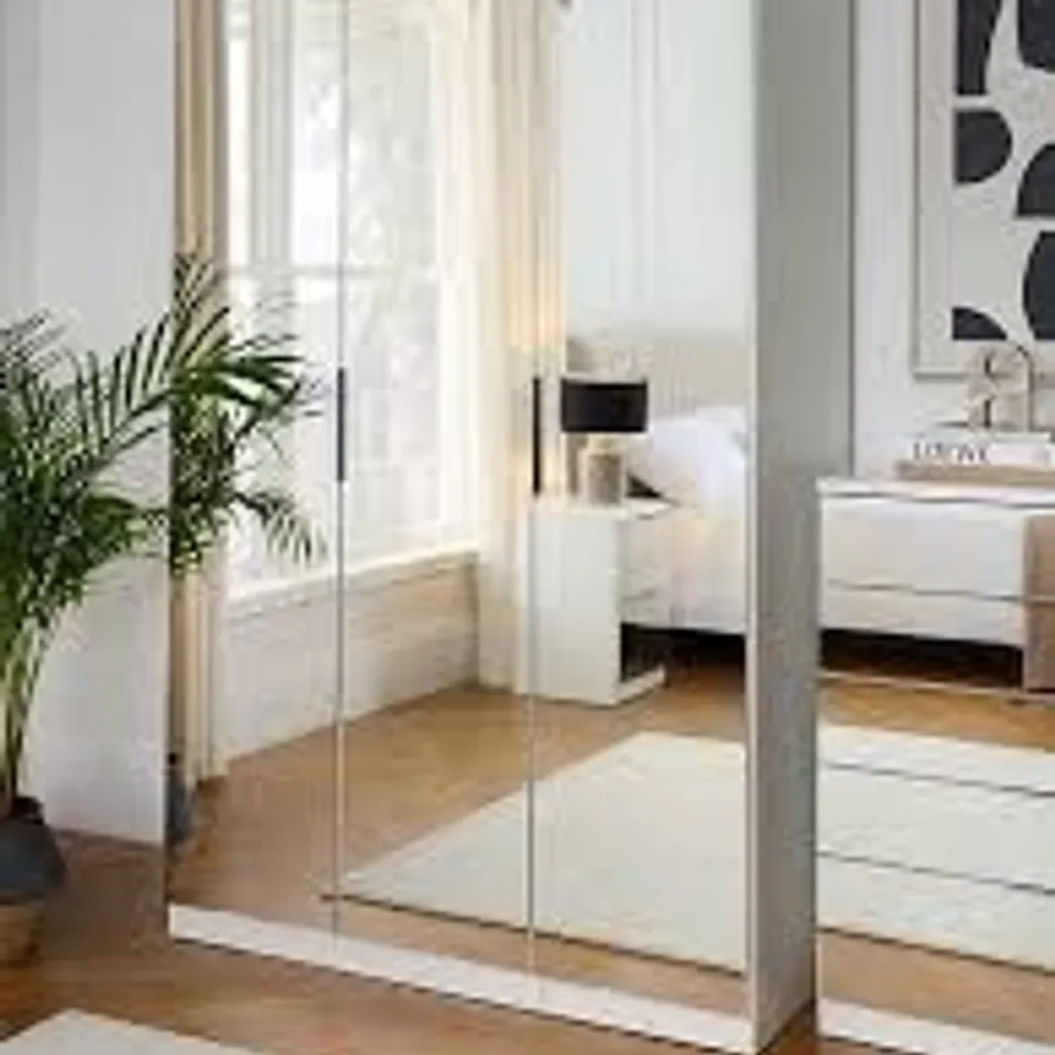 BOXED PALMA 3 DOOR MIRRORED WARDROBE - WHITE (3 BOXES) RRP £339