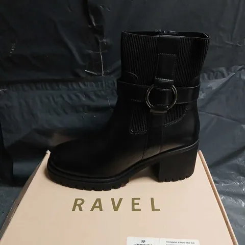 RAVEL UK 8 KIRKTON RLB519 BLACK LEATHER BOOTS