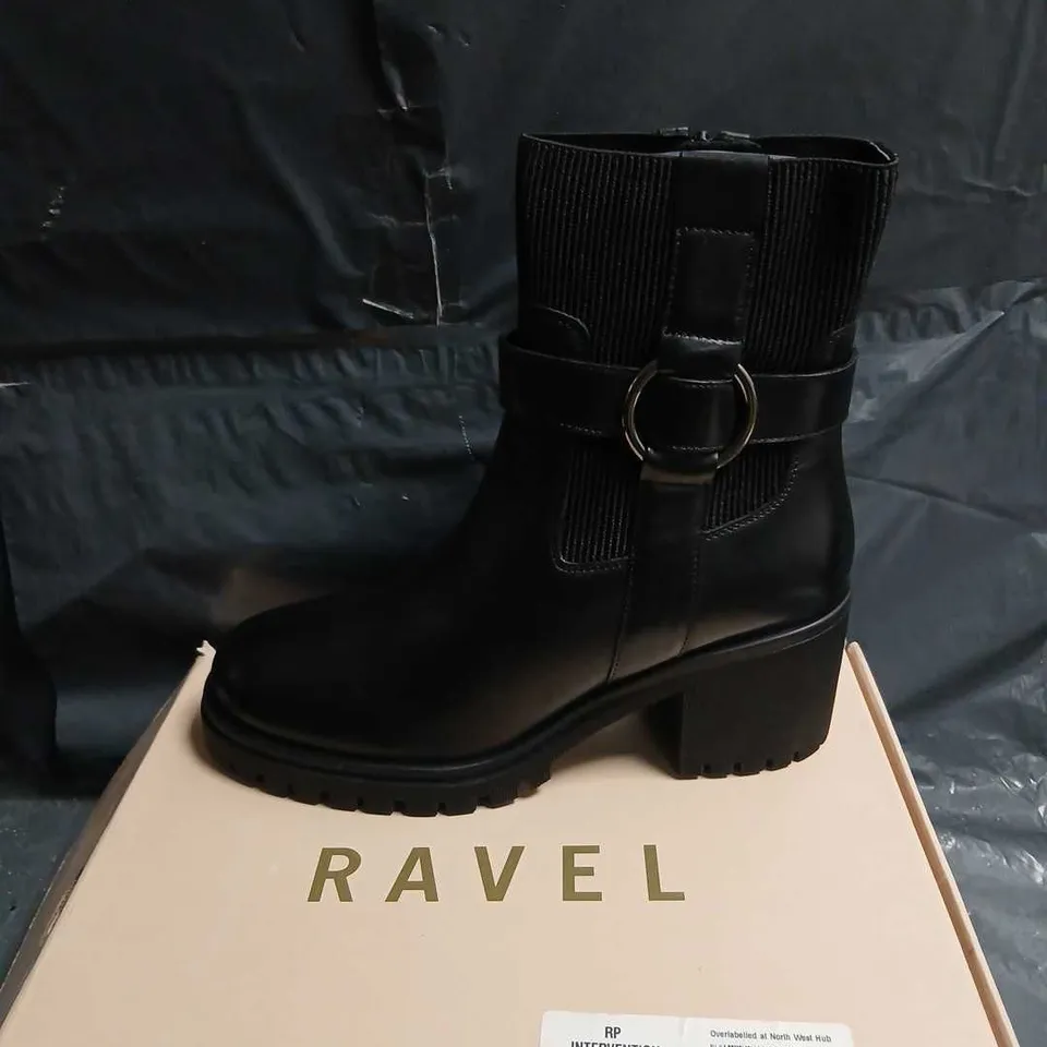RAVEL UK 8 KIRKTON RLB519 BLACK LEATHER BOOTS