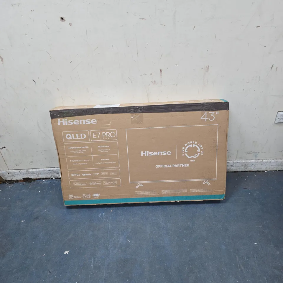 HISENSE 43-INCH QLED TV E7 PRO – BOXED - DAMAGED SCREEN 