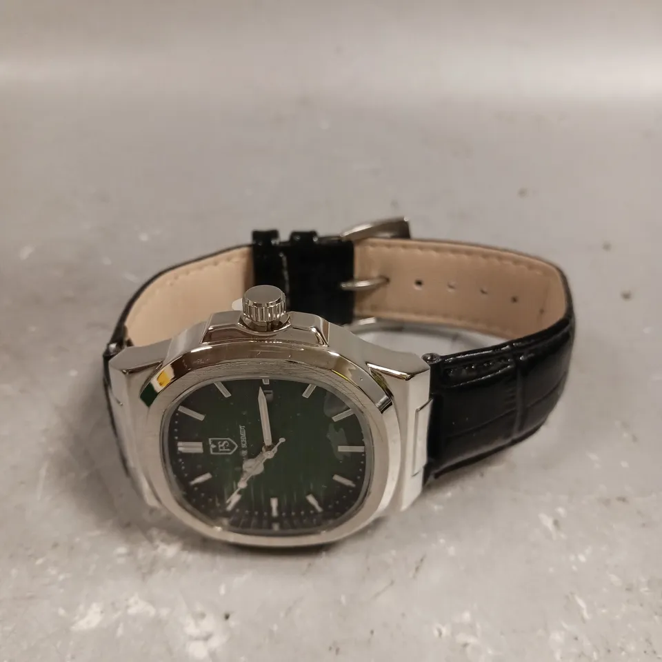 MENS FRANK SCHMIDT WATCH – TEXTURED DIAL WITH DATE – LEATHER STRAP