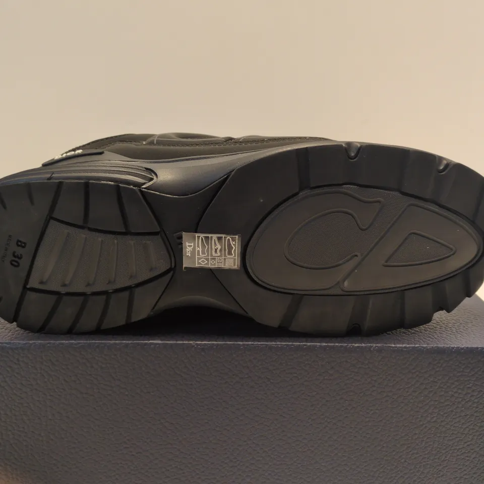 BOXED PAIR OF DIOR B30 MICROFIBER MESH BLACK SNEAKERS – UK 9