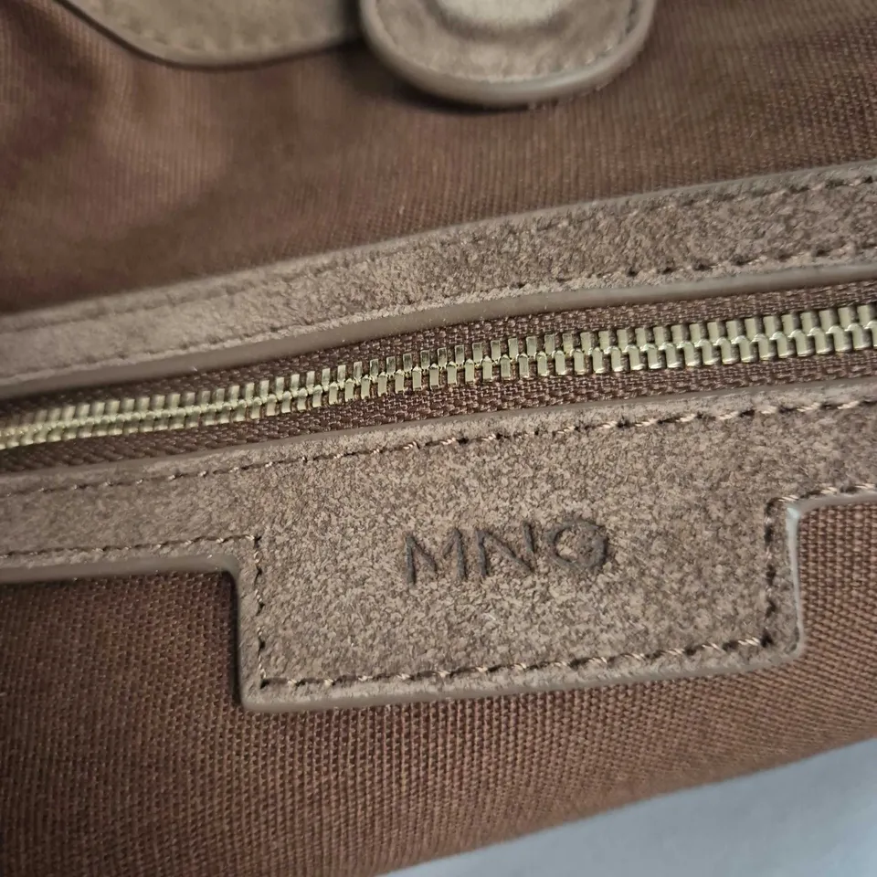 MANGO BROWN SUEDE HANDBAG WITH CUT-OUT HANDLE