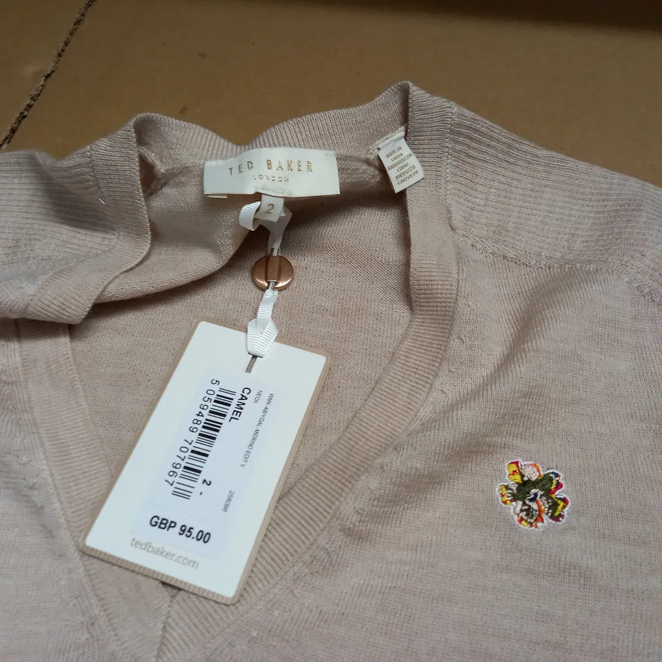 TED BAKER DELICATE MERINO JUMPER IN CAMEL - 2