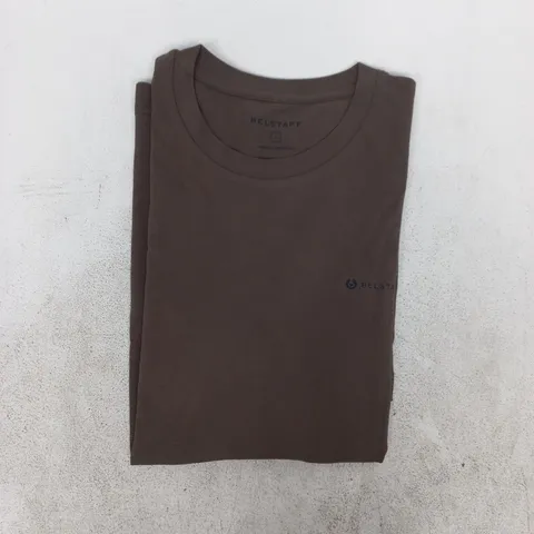 BELSTAFF SHORT SLEEVE T-SHIRT IN DARK BROWN SIZE LARGE