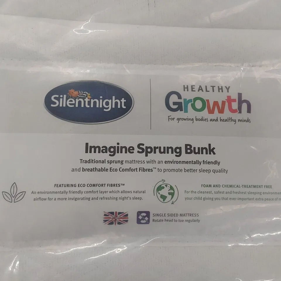 QUALITY BAGGED SILENTNIGHT IMAGINE SPRUNG 3' SINGLE BUNK BED MATTRESS 