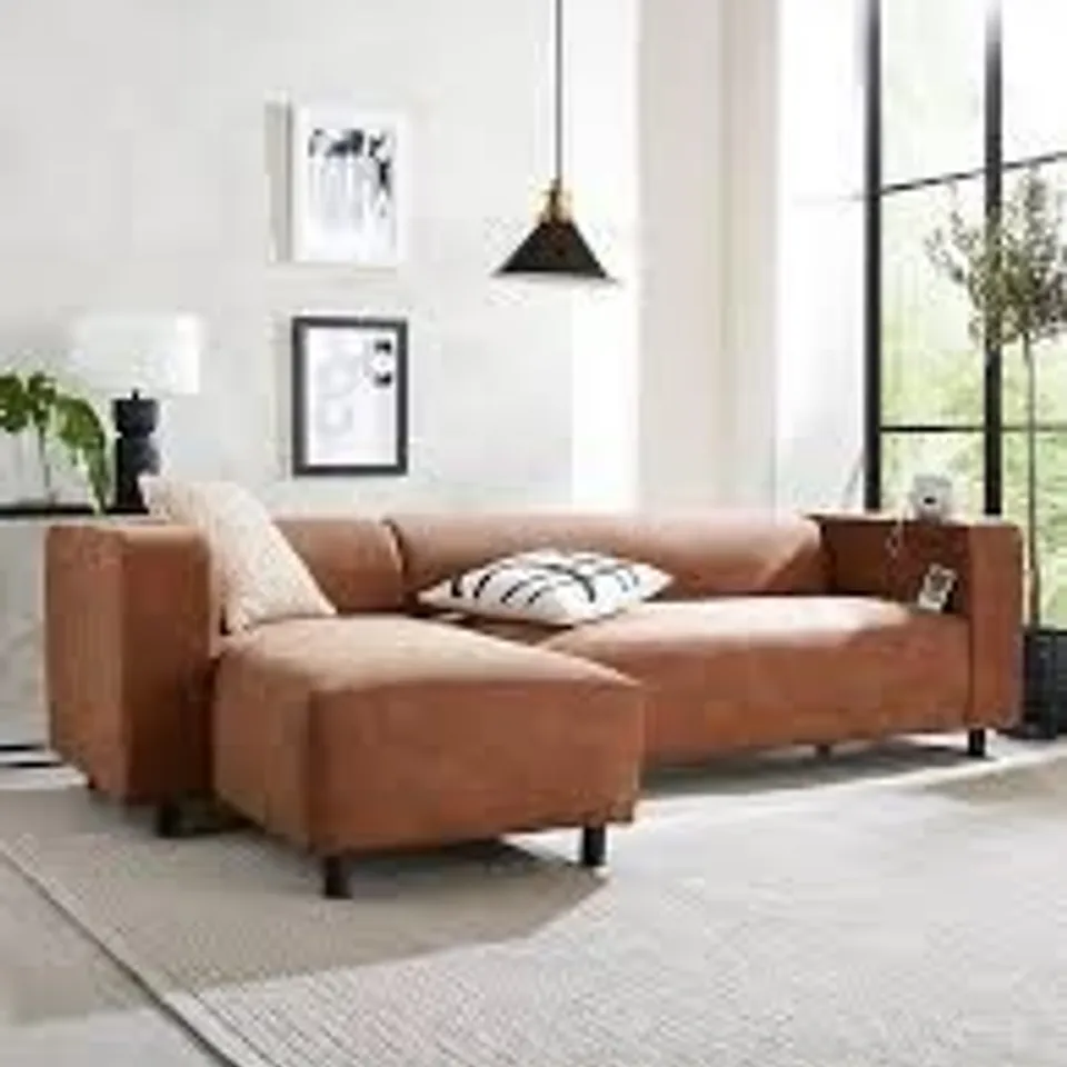 BRAND NEW PACKAGED CLARKSON LEFT HAND CORNER CHAISE - CHESTNUT (2 ITEMS)