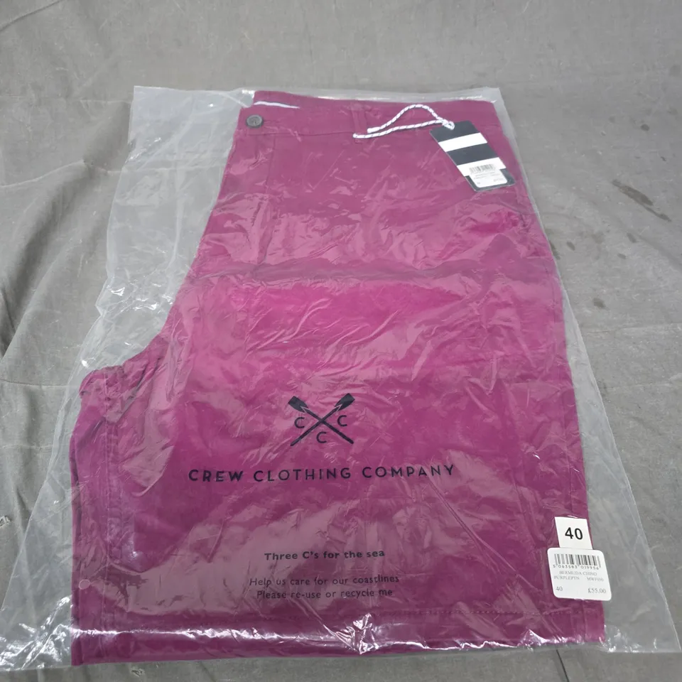 CREW CLOTHING COMPANY BERMUDA CHINO - PURPLE, UK 40 (MEN'S)