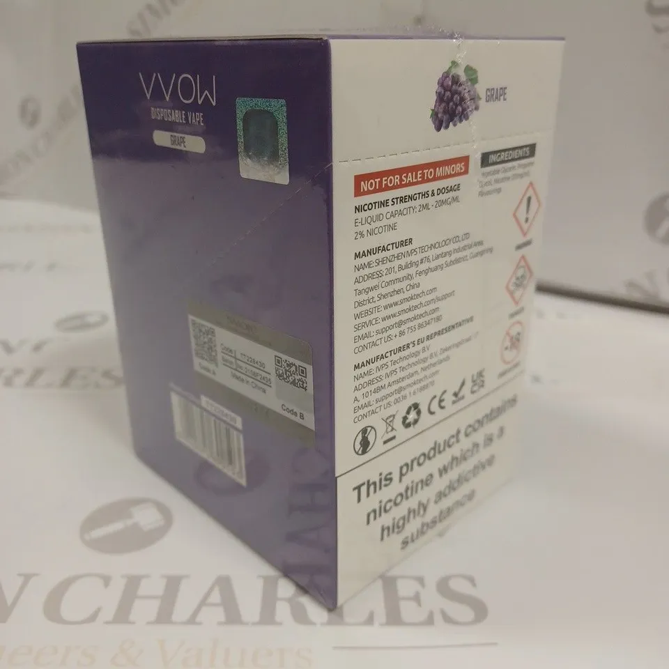 SEALED SMOK VVOW 10-PACK OF DISPOSABLE VAPES - GRAPE