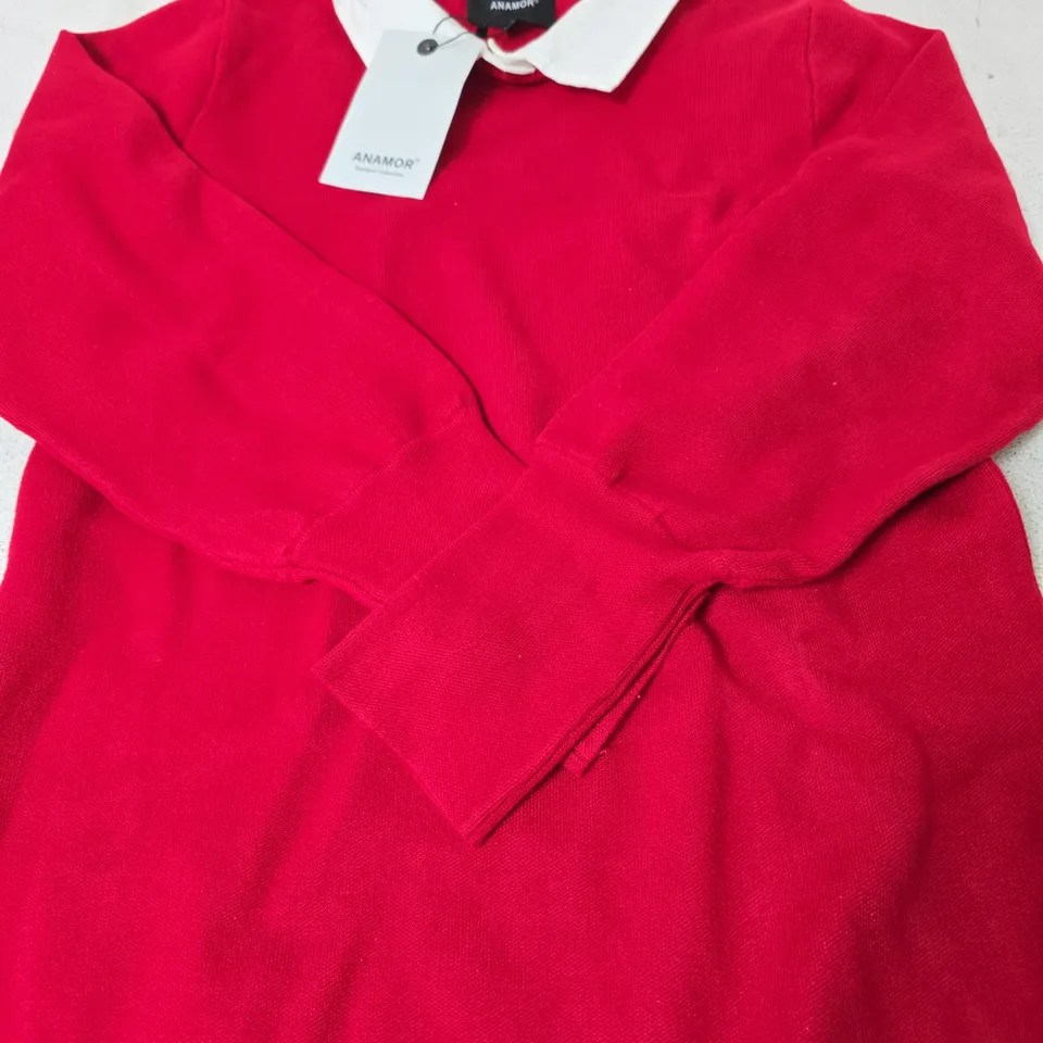 ANAMOR COLLARED JUMPER, RED - SIZE M/L