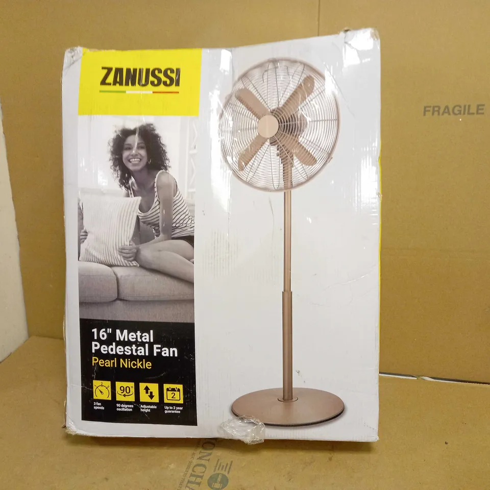 ZANUSSI 16" METAL PEDESTAL FAN PEARL NICKLE