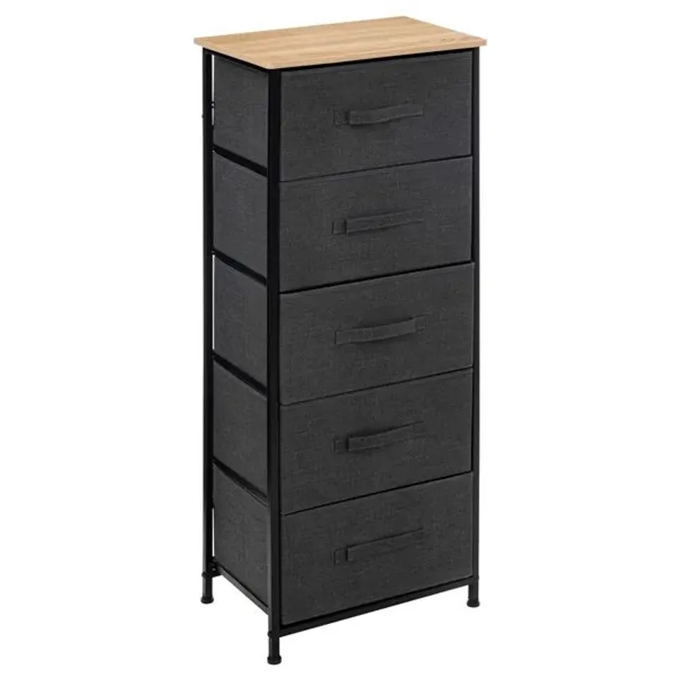 BOXED TISSA TALL GREY 5 DRAWER STORAGE UNIT (1 BOX)