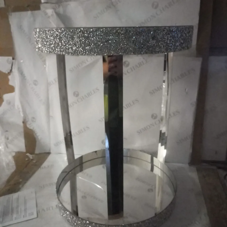 BOXED JULIEN MACDONALD ROUND CRYSTAL BAR CART [COLLECTION ONLY]