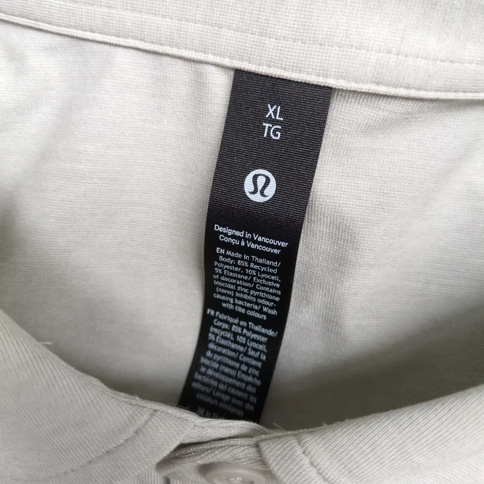 LULULEMON EVOLUTION SHORT SLEEVE POLO IN LIGHT STONE - XL