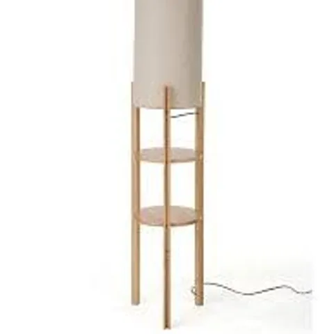 BOXED WOODEN SHELF FLOOR LAMP