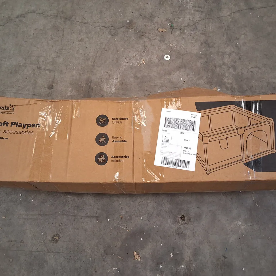 BOXED KIDOOLA SOFT PLAYPEN WITH ACCESSORIES IN BLUE - 150X180CM