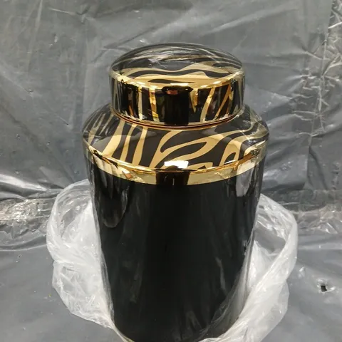 DECORATIVE GOLDEN ZEBRA SMALL JAR 