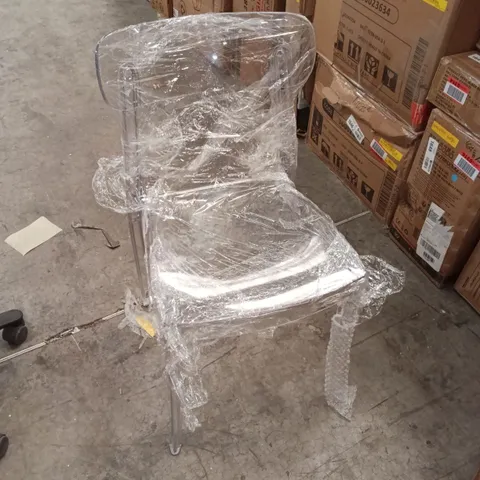 BOXED PLASTIC TRANSPARENT CHAIRS (SET OF 2) (1 BOX)